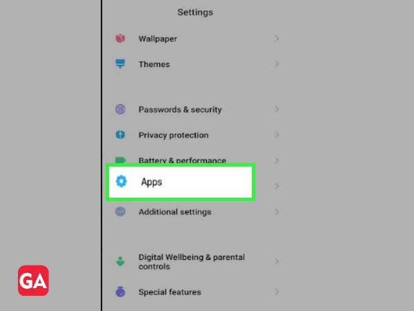 Go to settings and click on Apps