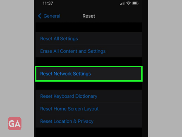 go to reset network settings