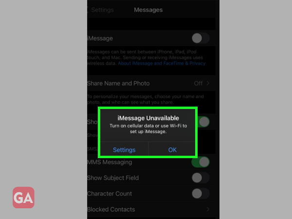 iMessage Services Unavailable
