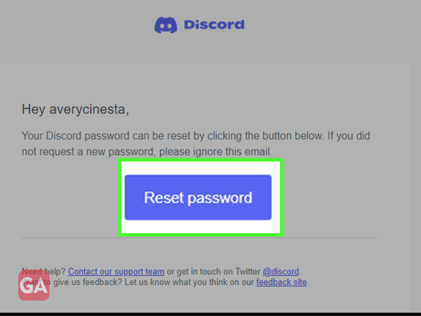 Reset discord password through email link