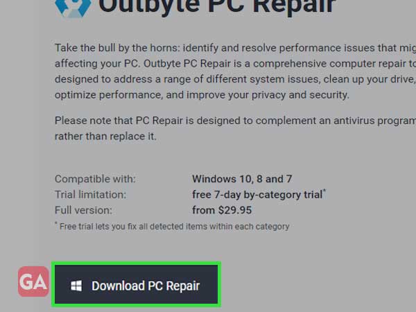 download Outbyte Pc repair for windows