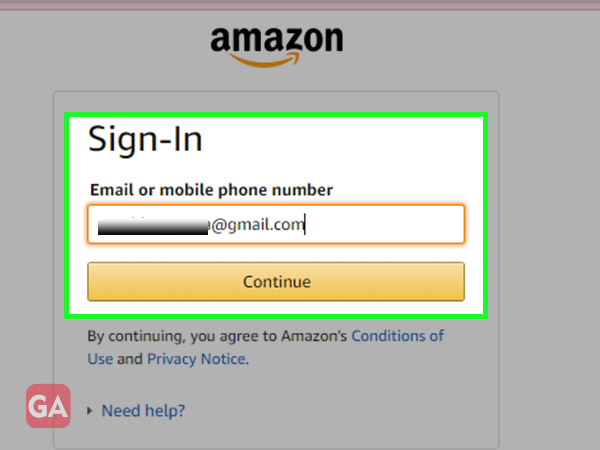 Sign in to Amazon account