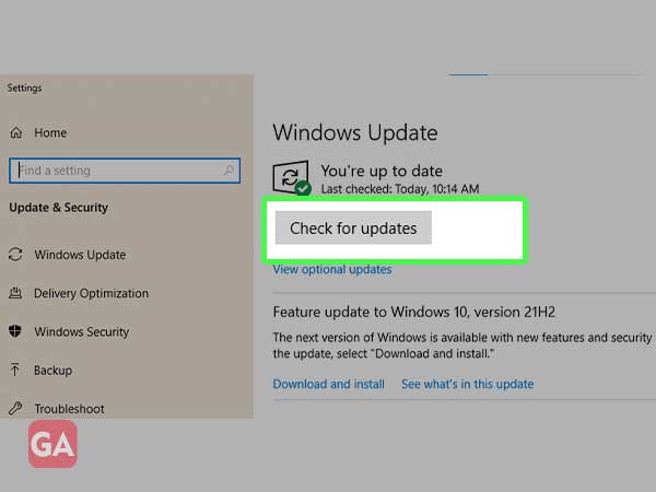 under windows update, click on check for updates