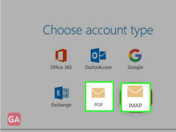 Select IMAP or POP as the account type.