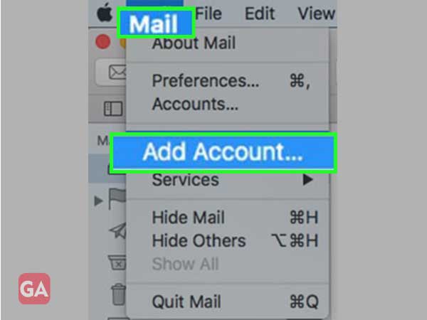  Click Mail and select Add Account
