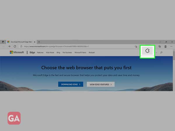 Click on the extension icon from the Microsoft web browser 