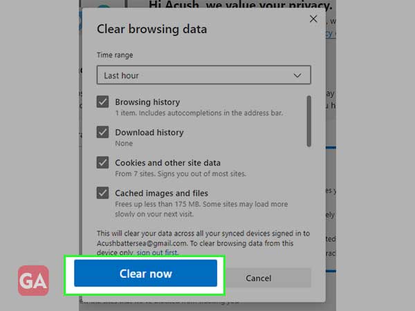  select the data to be cleared, and click on clear now