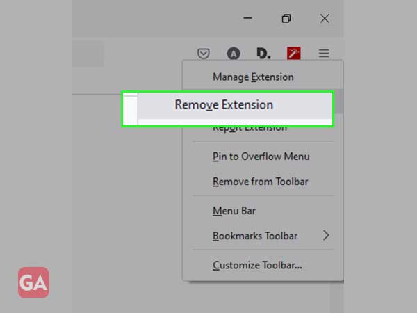 click on remove extension