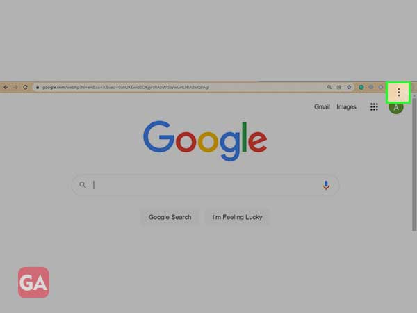 three dots at the top right on Google browser
