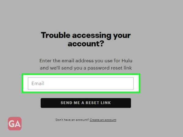 Enter your email address linked to your Hulu account