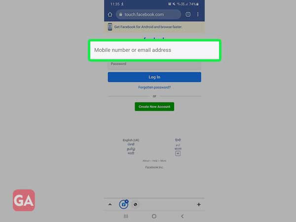 Facebook Mobile Login Touch