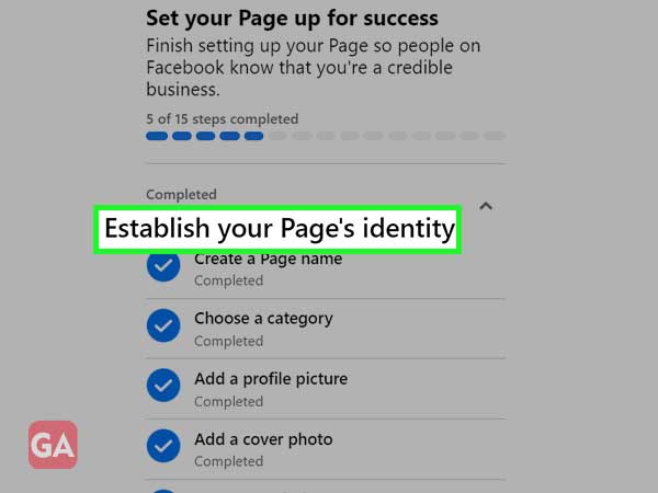 establish your page’s identity