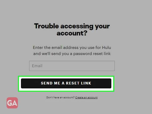 Click the send me reset link button