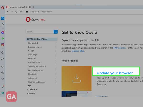  click on Update your browser under Opera Help