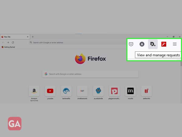 click on the extensions from the top bar of the firefox web screen 