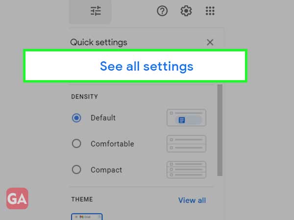 see all settings option in Gmail