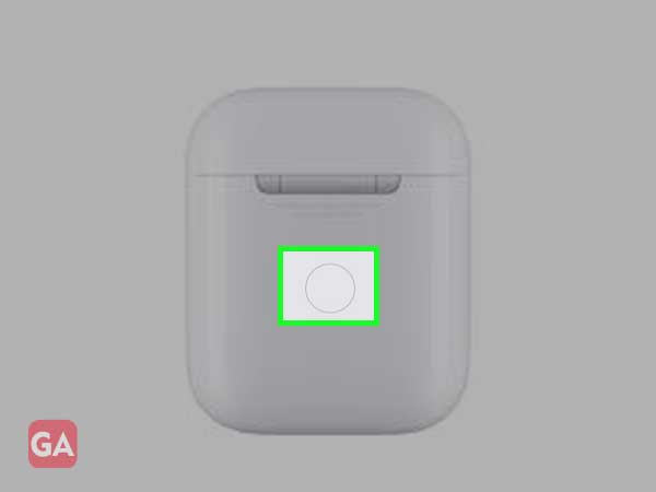 the reset button on the charging case for airpods