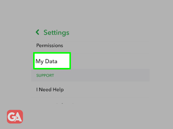 My data option on Snapchat