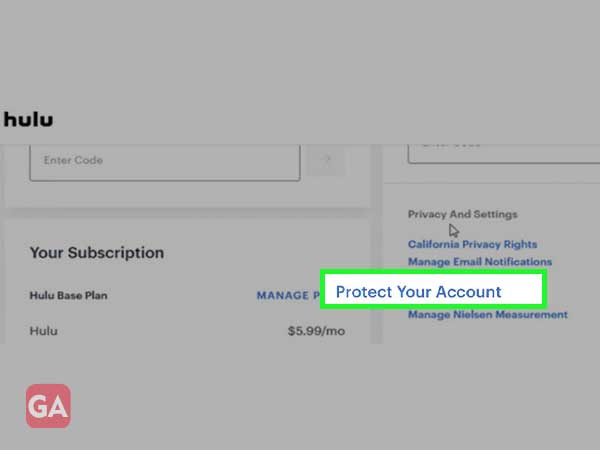 Select Protect your Account 