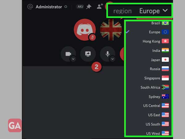 Press Region and choose a new region from the available location options