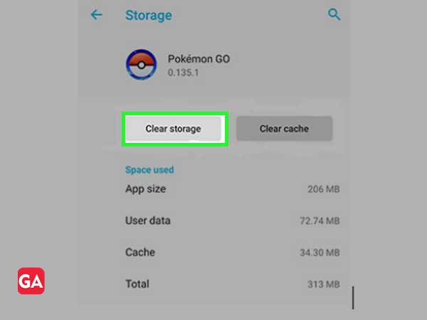 Tap on clear storage