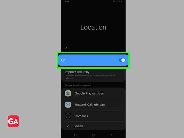 Turn on the location services