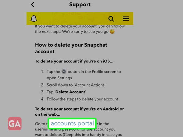 Tap on the account portal