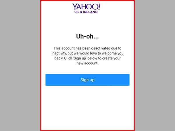 Yahoo Account Deactivated