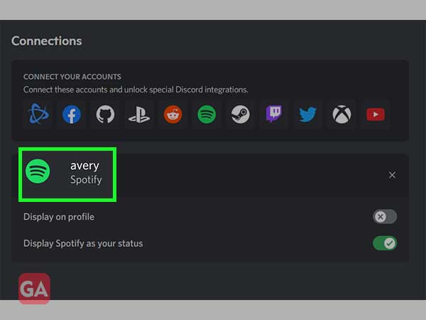Spotify linked to Discord