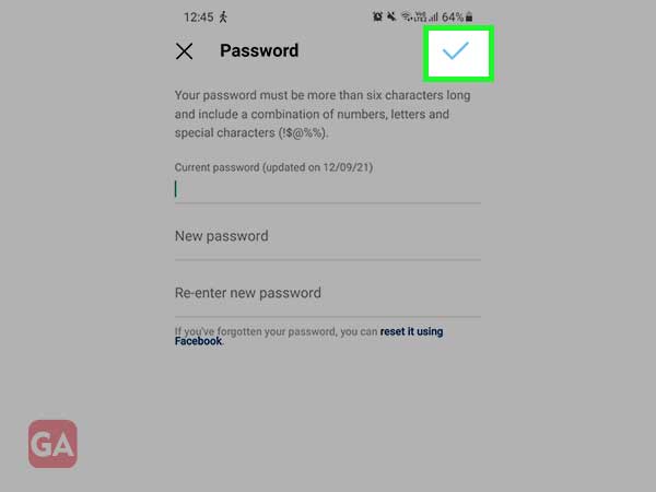 create a new password for your Instagram