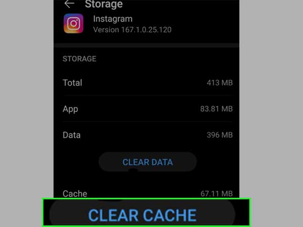 Tap on Clear Cache.