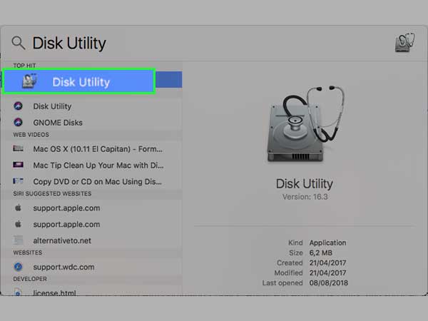 Tap on Disk Utility