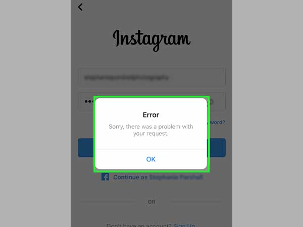Instagram login error