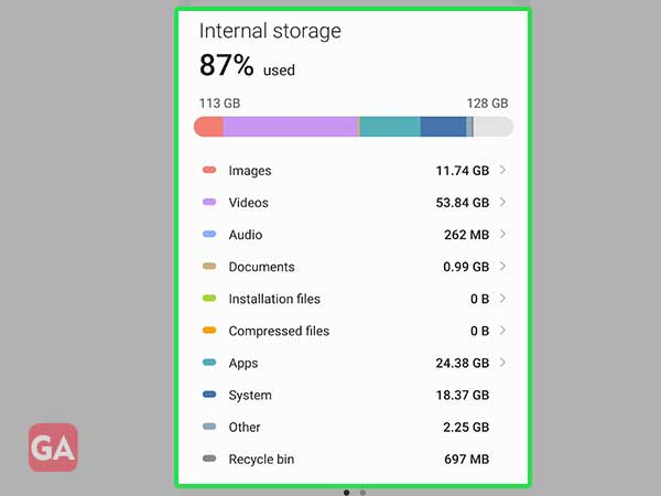 select internal storage