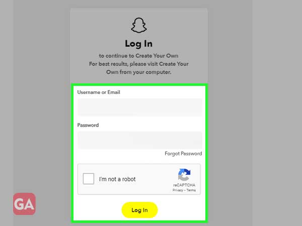 Visit the Snapchat login page and enter your login details.