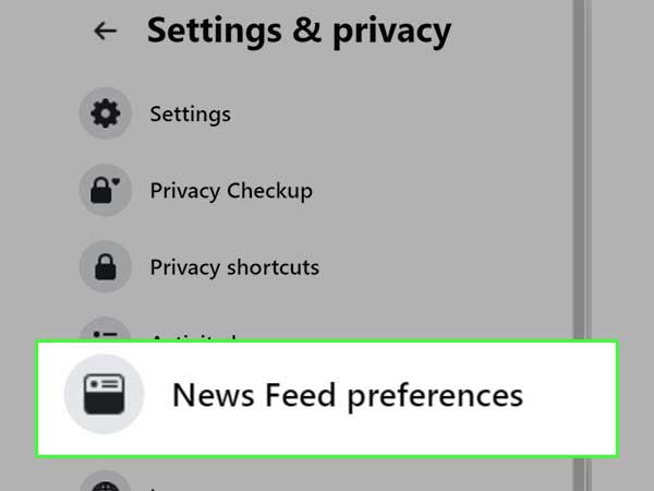 Select News Feed Preferences.