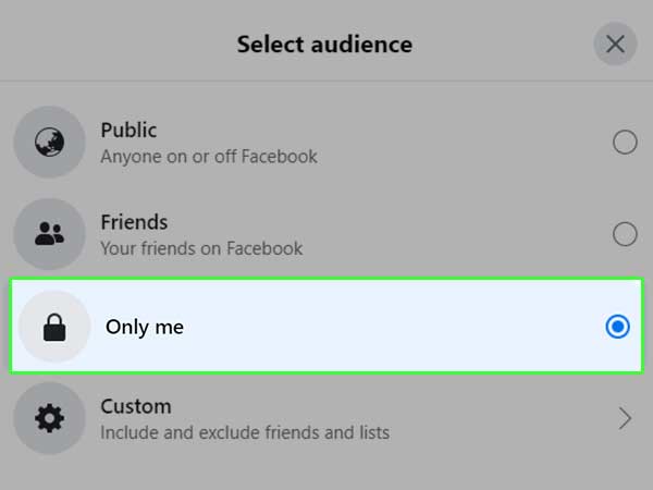 Select only me to set it as private.