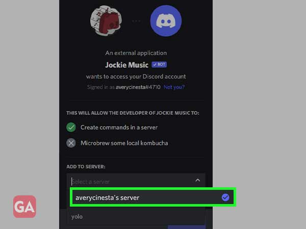  select the discord server
