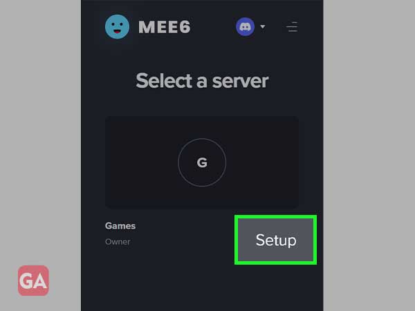 select the server and tap ‘setup’