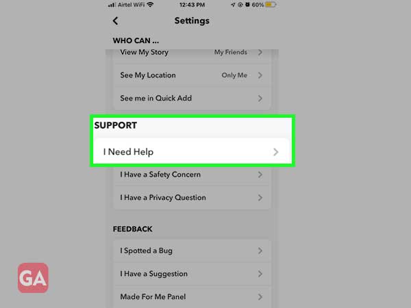 Tap on I Need Help.