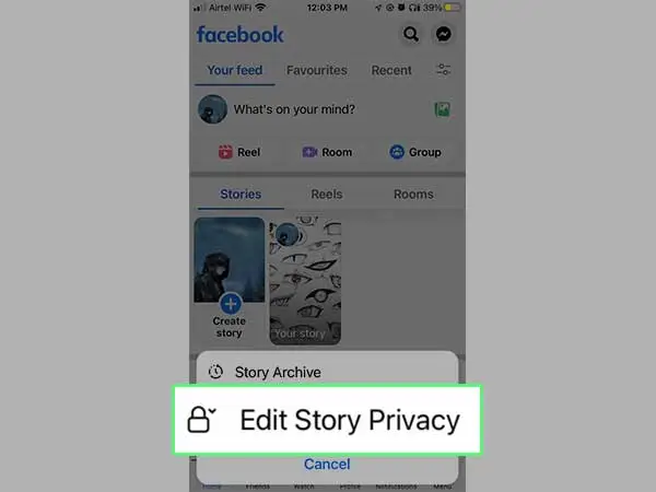 Tap on Edit Story Privacy.