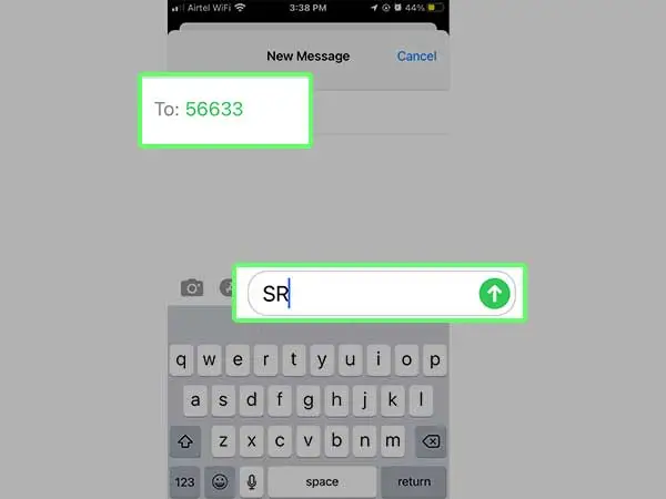 Type SR and send it to 56633.