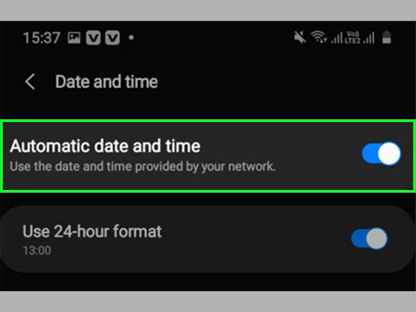 Switch the toggle of Automatic Date and Time to turn it on.
