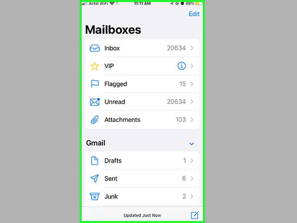 Launch the email app on your phone.