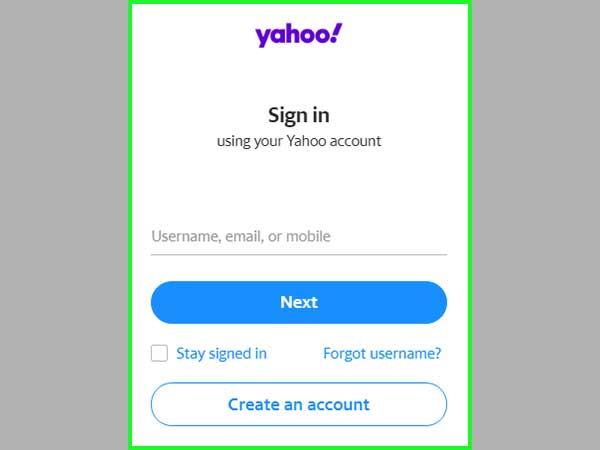 Enter your Yahoo email address.