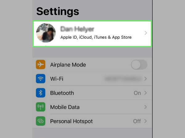 Tap on your name inside settings.