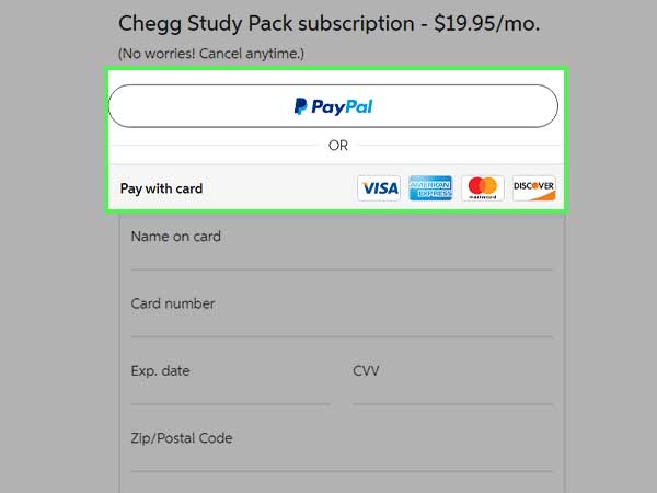 Select the mode of payment that you prefer.