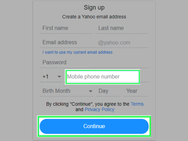 Enter the mobile number and click on continue
