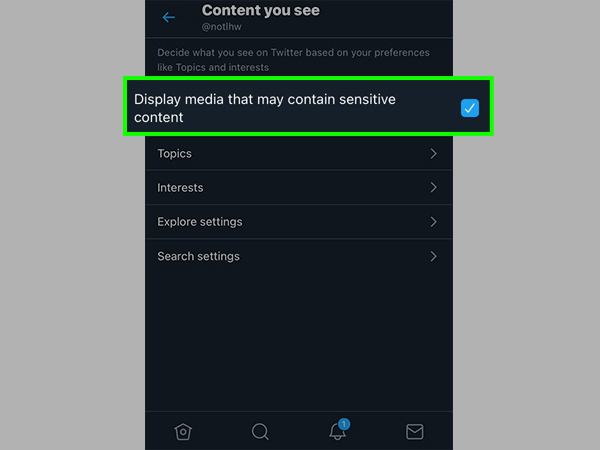 Set the Sensitive content feature’s option