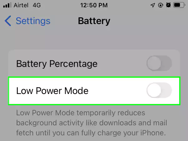 Disable the Low Power Mode.